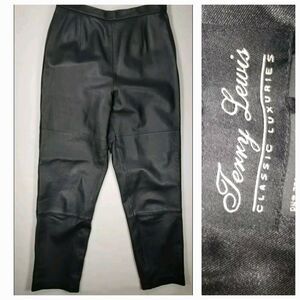 TERRY LEWIS Leather Pants Womens 10 Straight High Rise VTG 90's Grunge Bikerchic